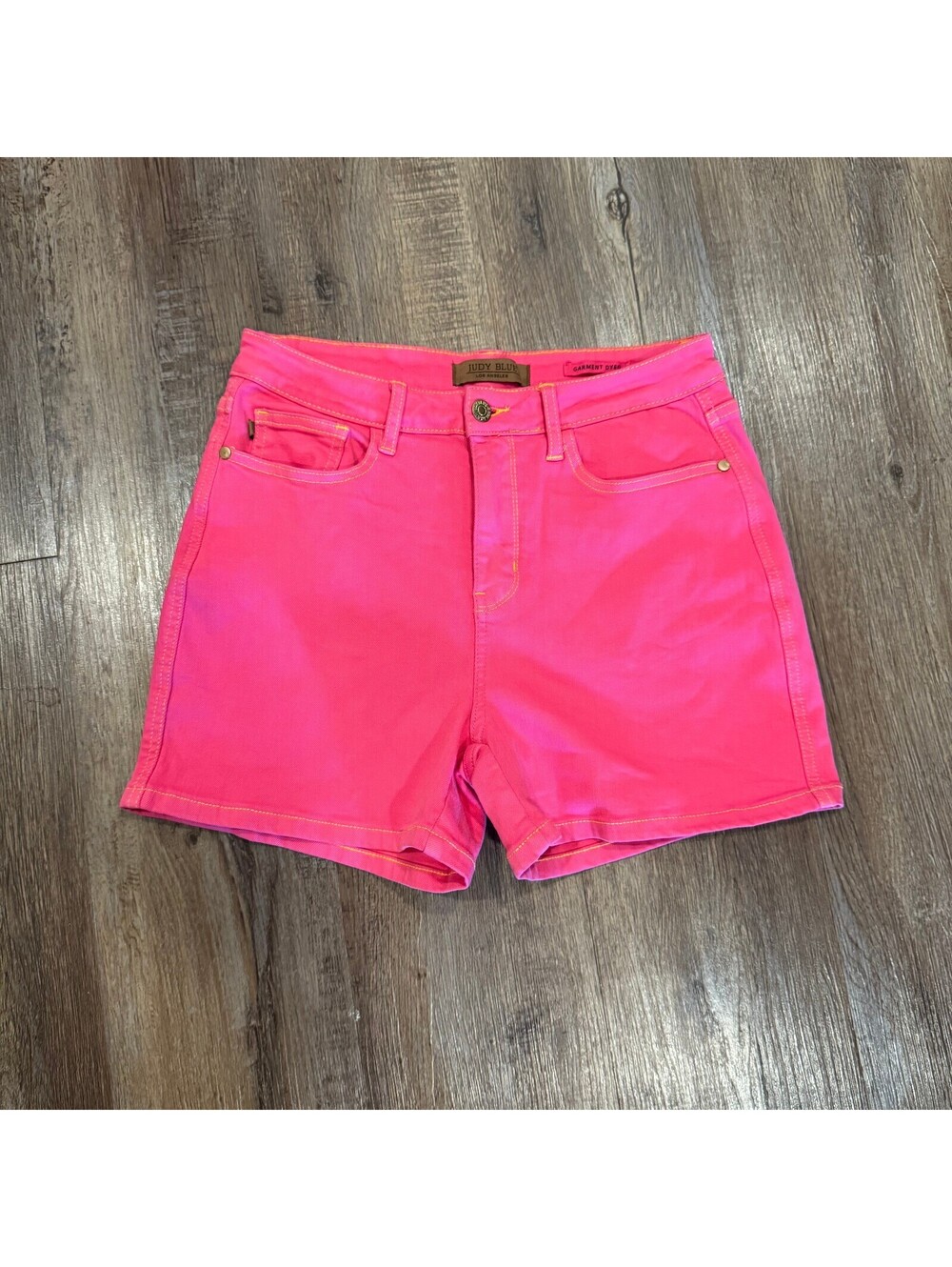 Judy Blue Hot Pink Garment Dyed Denim Shorts Womens Size L